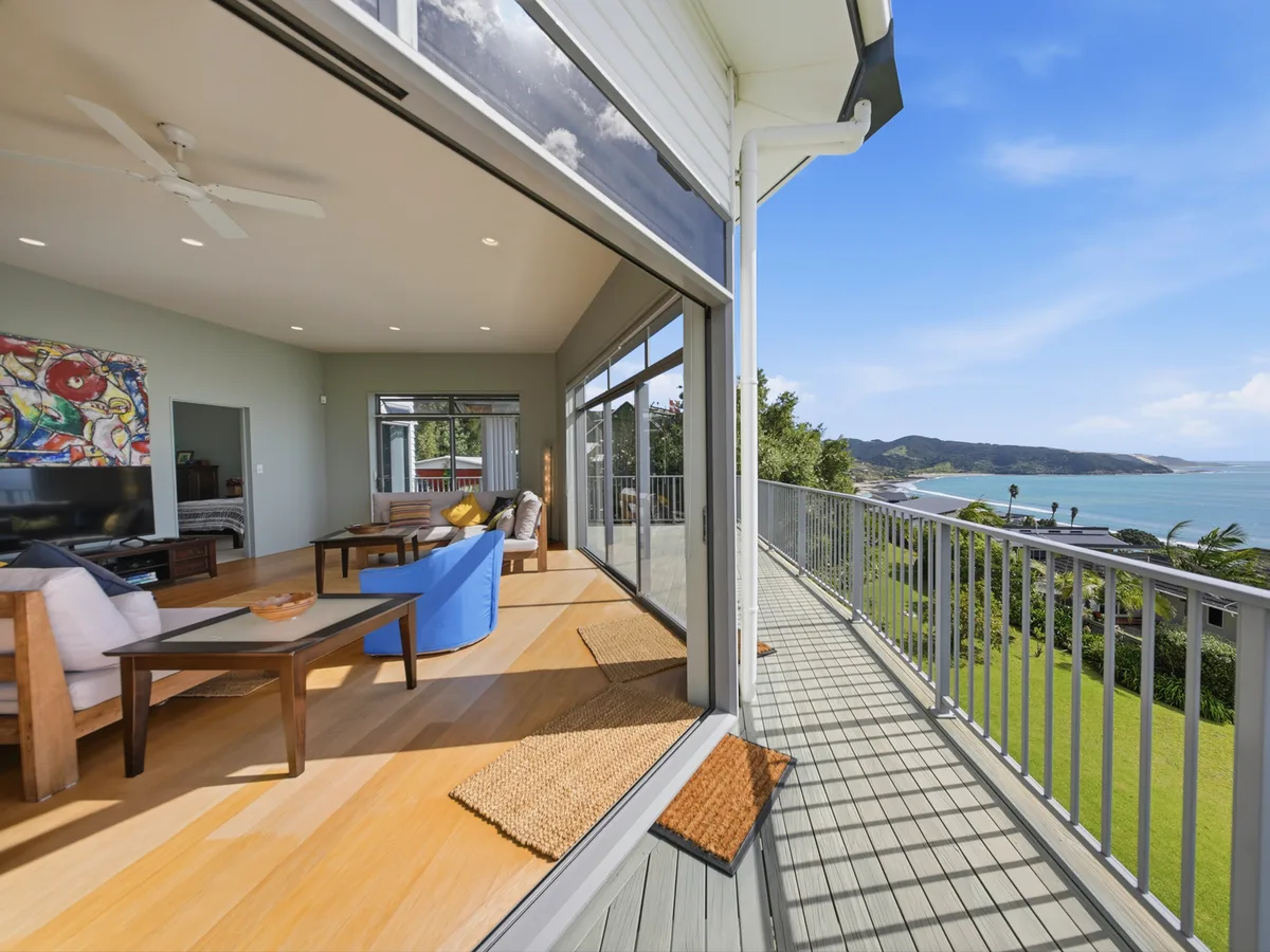 Open-plan living with ocean view at 44A Tasman Heights, Ahipara
